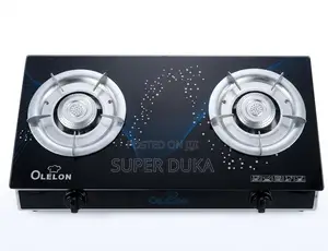 Olelon 2-Burner Glass Top Gas Cooker – Auto-Ignition Tempered Glass