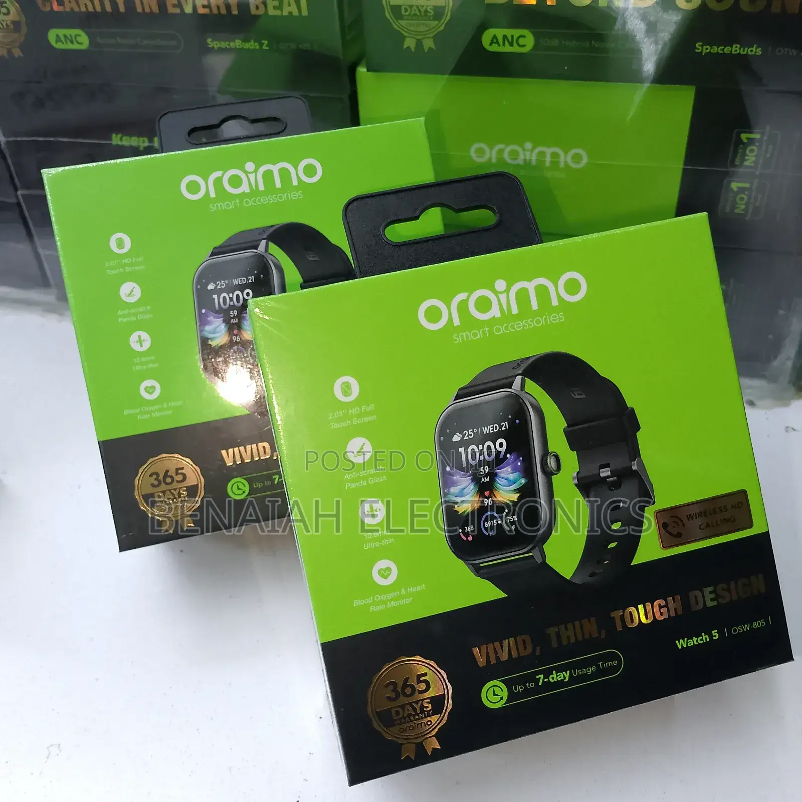 Smart Watch 5 Oraimo, Charging Time 3 Hours, Normal Usage 7 Days