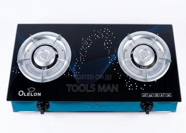 2-Burner Glass Top Gas Cooker–Auto-Ignition Tempered Glass Olelon