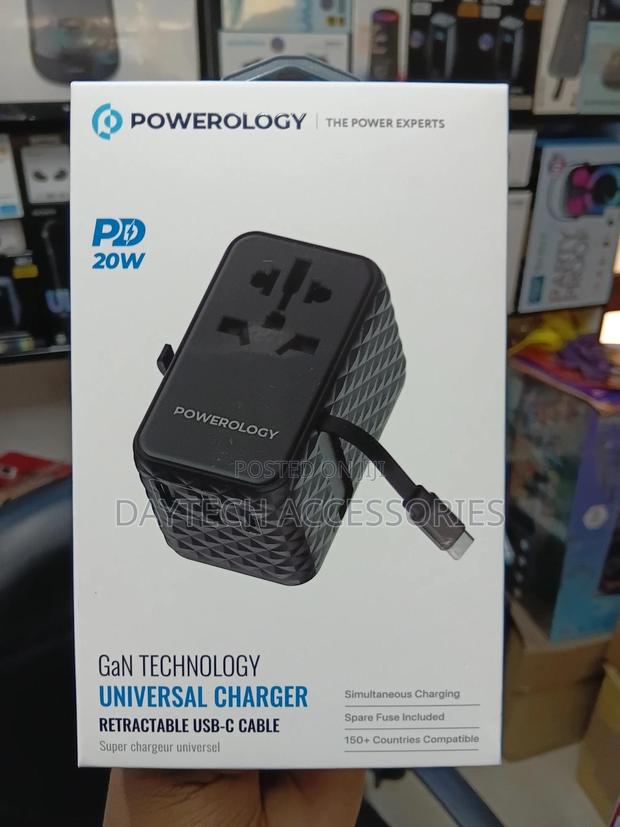 Powerology 20w Pd Universal Travel Adapter With Retractable Type-C - thumbnail 3