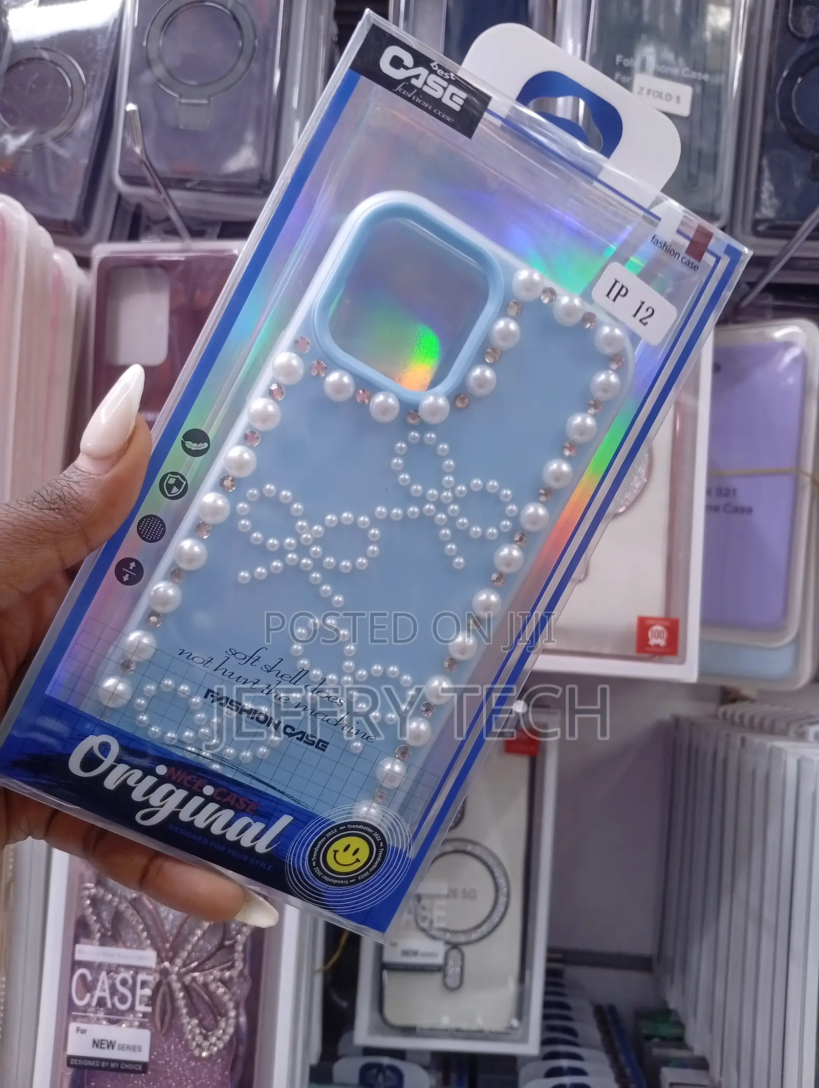 iPhone 12 Decorative, Soft Shell With Pearl and Rhinestone Case