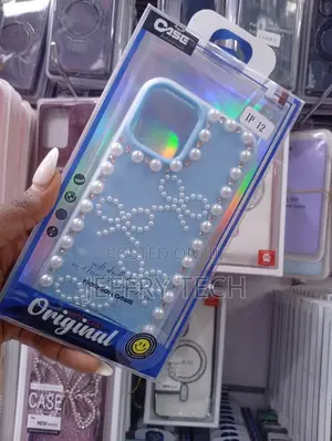 iPhone 12 Decorative, Soft Shell With Pearl and Rhinestone Case