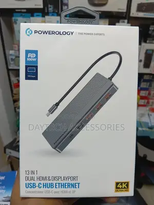 Powerology 13-in-1 Usb-C Hub With Dual Hdmi Displayport.