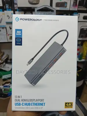 Powerology 13-in-1 Usb-C Hub With Dual Hdmi Displayport.
