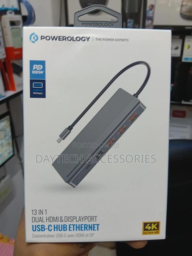 Powerology 13in1 Usb-C Hub Hdmi Type-C 100w Pd Ethernet Usb Microsd - thumbnail 3