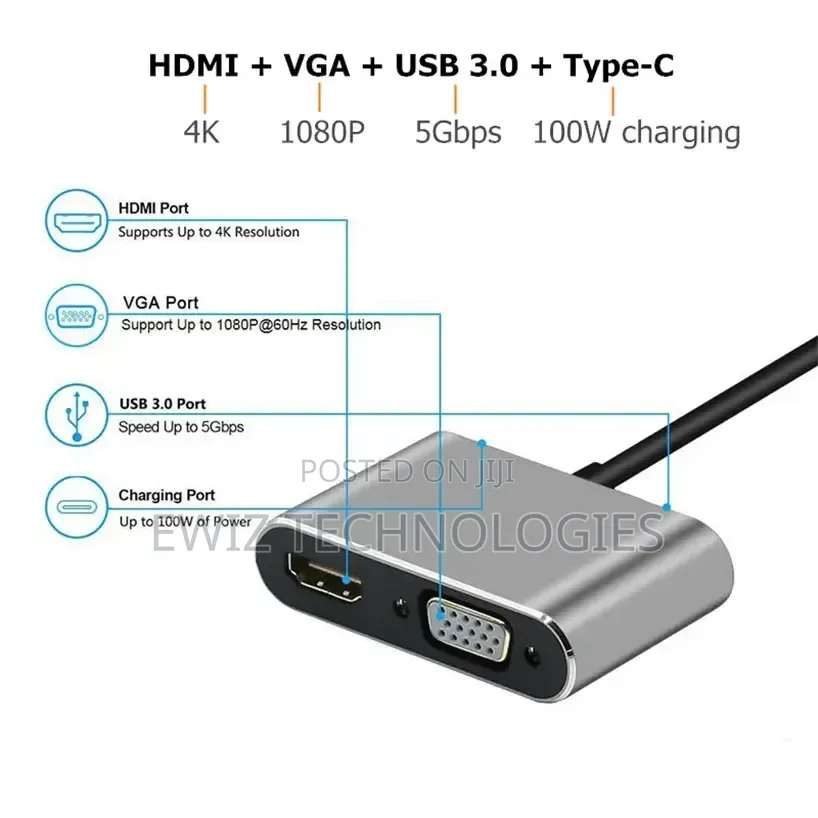 4 in 1 Usb Type C Converter