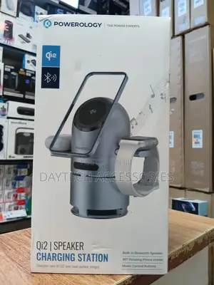 The Powerology Qi2 Speaker Charge Station - Grey