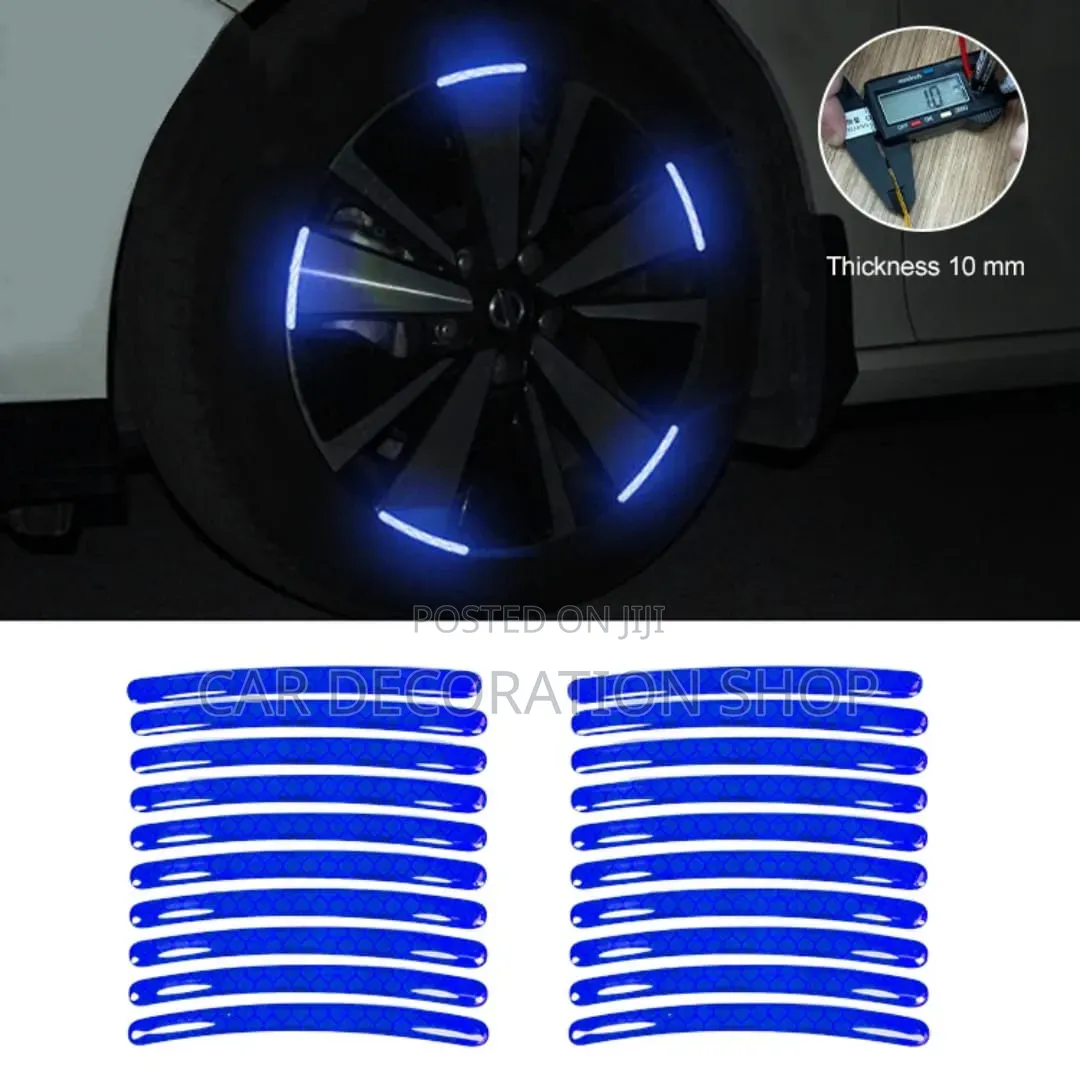 20pc Blue Reflective Tire Stickers Enhance Safety and Night Visibility