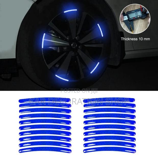 20pc Blue Reflective Tire Stickers Enhance Safety and Night Visibility