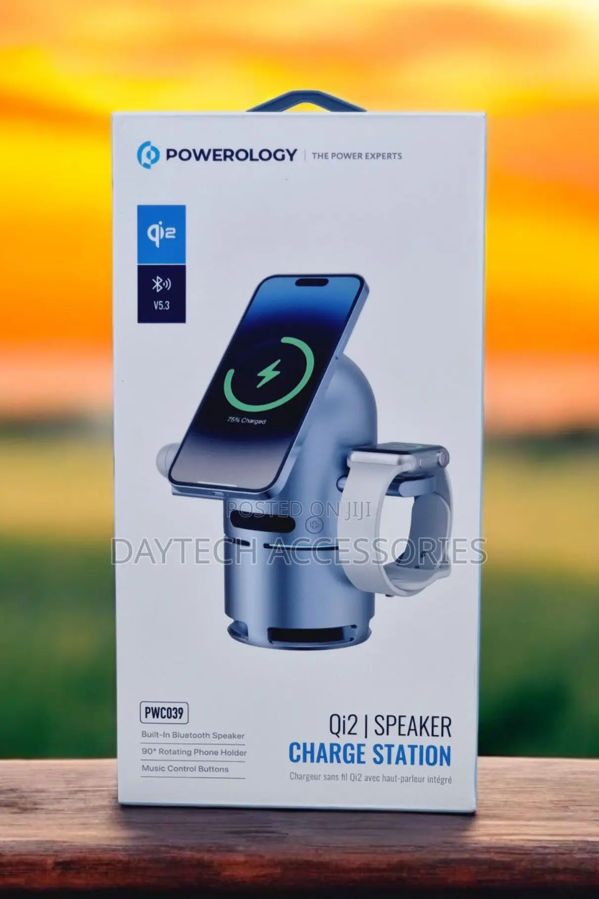 Powerology Qi2 15w 3-in-1 Magsafe Wireless C‍Harger With Speaker