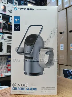 Powerology Qi2 Speaker With Wireless Charger Station Gray