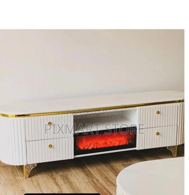 Modern Executive Tv Stand With Built-in Fireplace