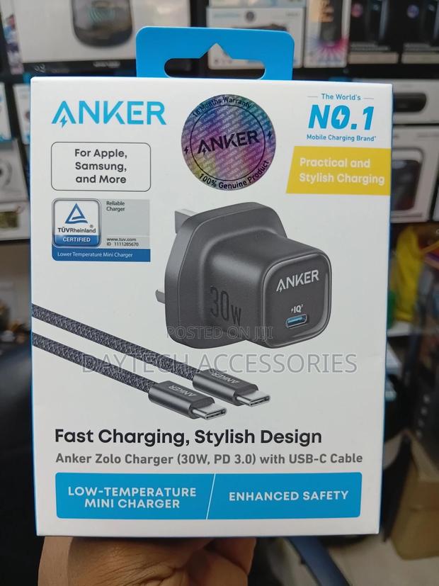 Anker 30w Charger + Usb-C Cable - Black