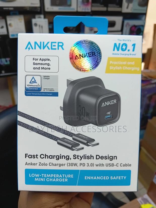 Anker 30w Charger + Usb-C Cable - Black - thumbnail 2