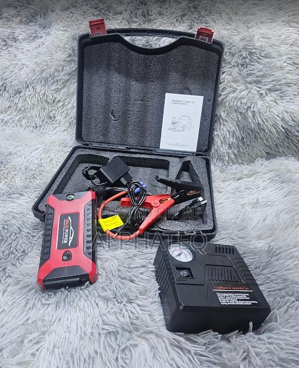 Car Jump Starter Kit With Clamps and Air Compressor