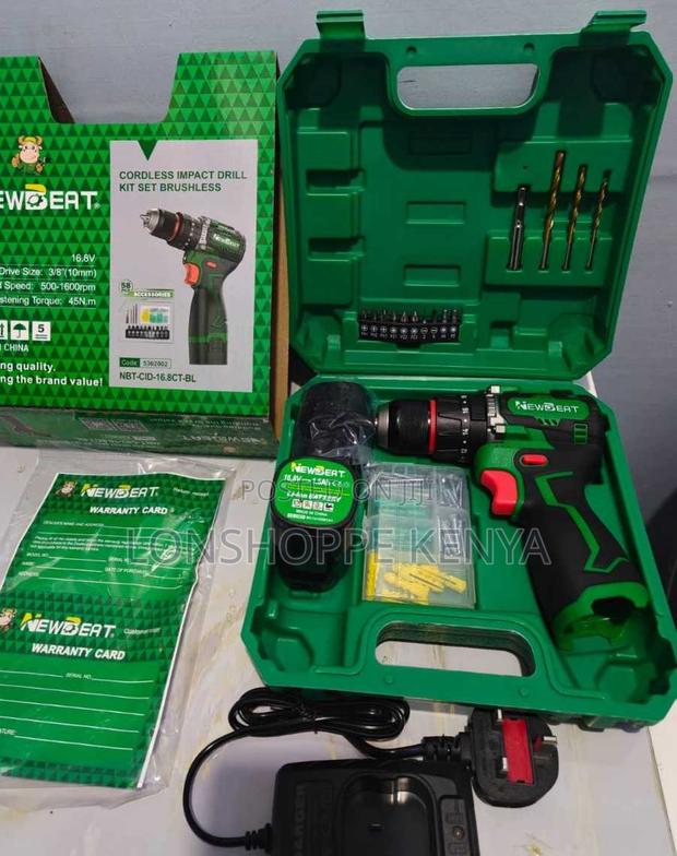 Newbeat Brushless Cordless 58pc Cordless Drill Kit 16.8v