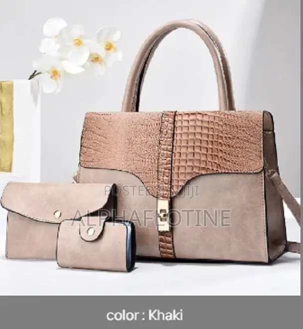 Elegant Dual Tone Shoulder Tote Bag for Women With Two Small Pouch