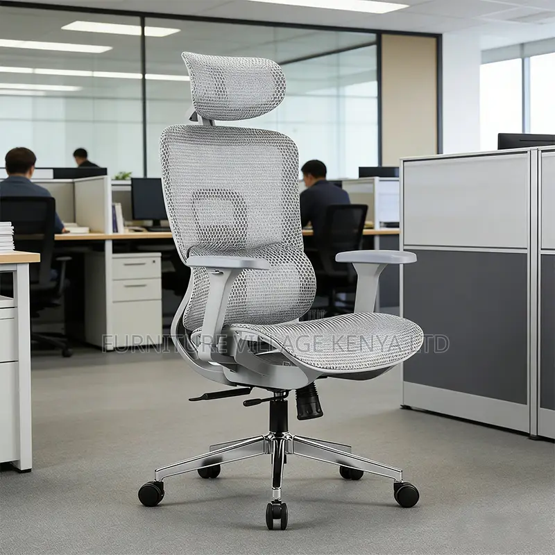 White Swivel Ergonomic Desk Chair With Footrest