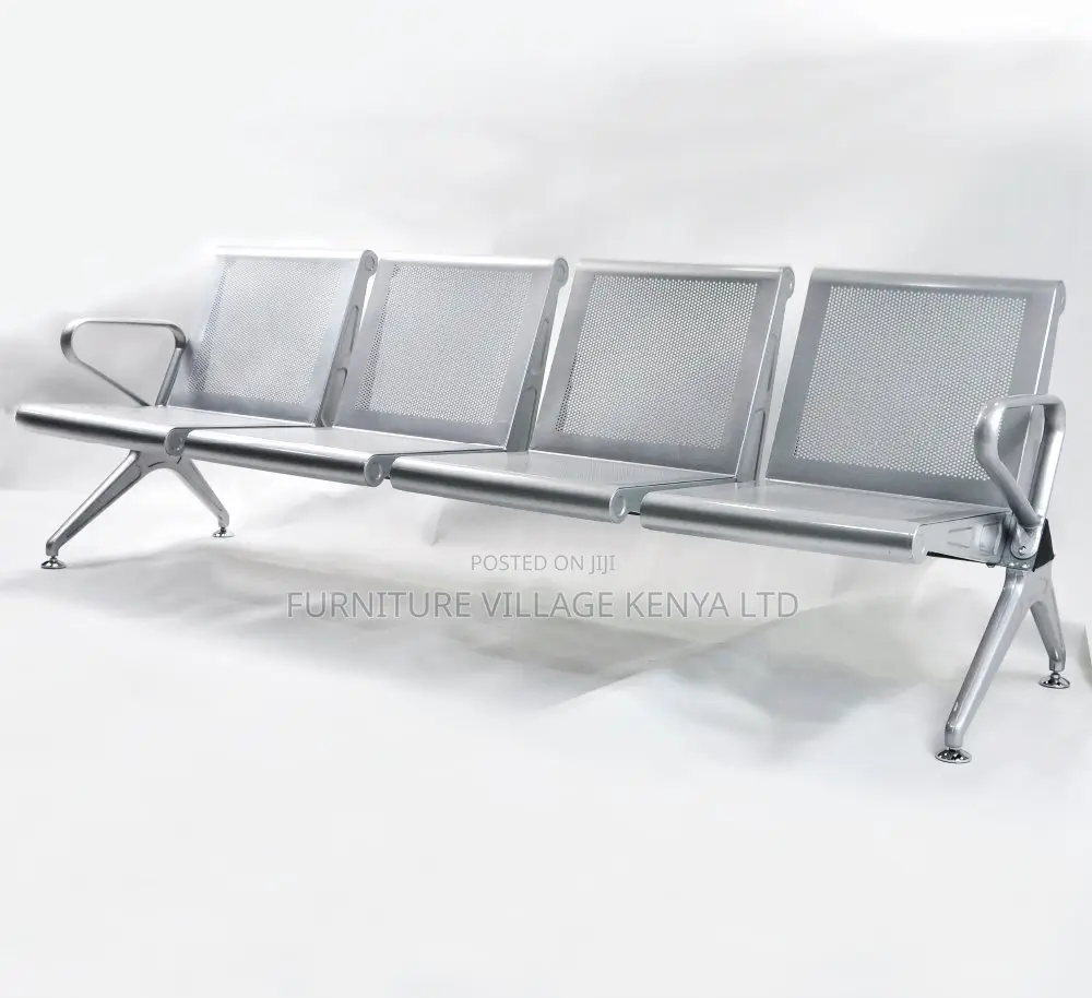 4-Seater Full Steel Office Reception Waiting Bench