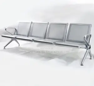 4-Seater Full Steel Office Reception Waiting Bench