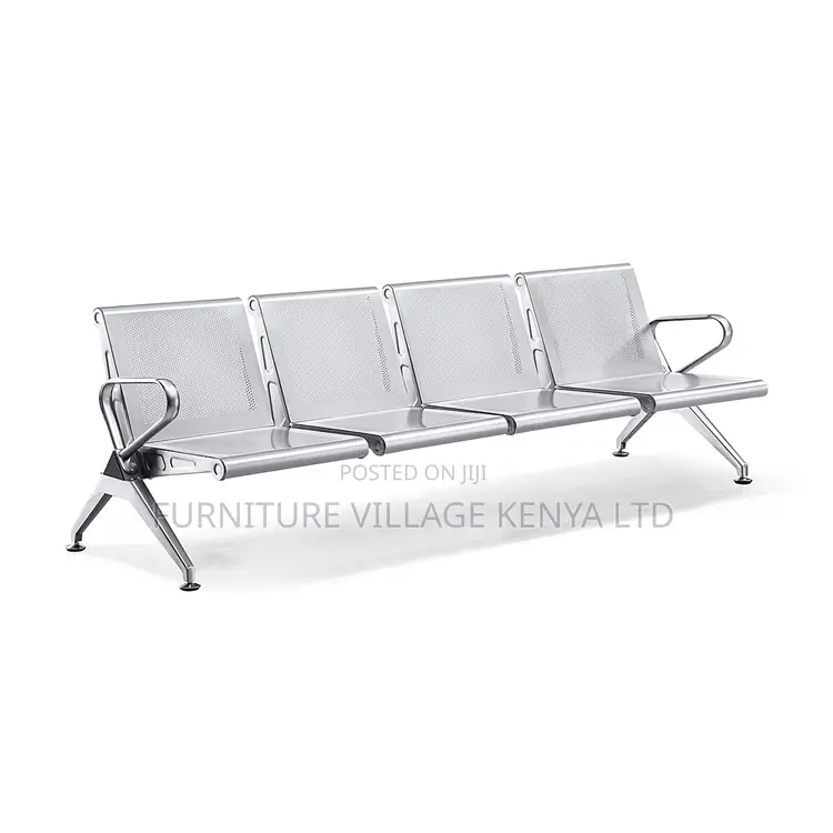 4-Seater Full Steel Office Reception Waiting Bench