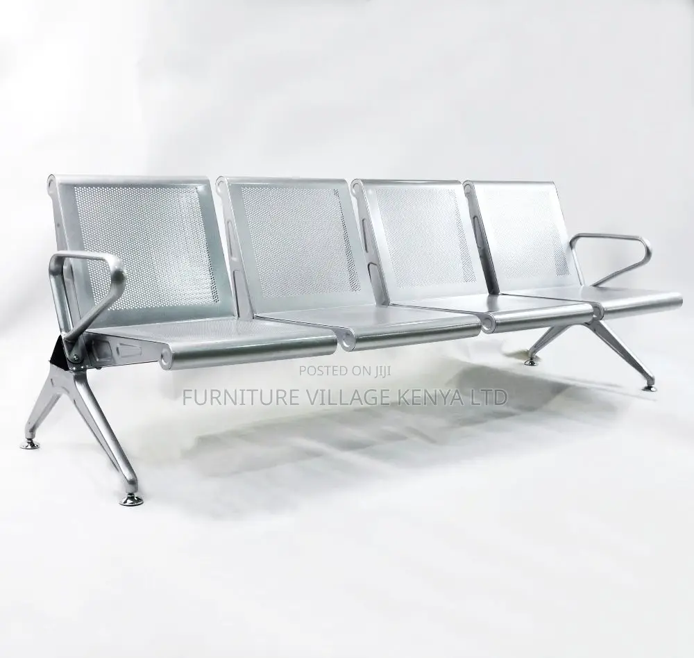 4-Seater Full Steel Office Reception Waiting Bench