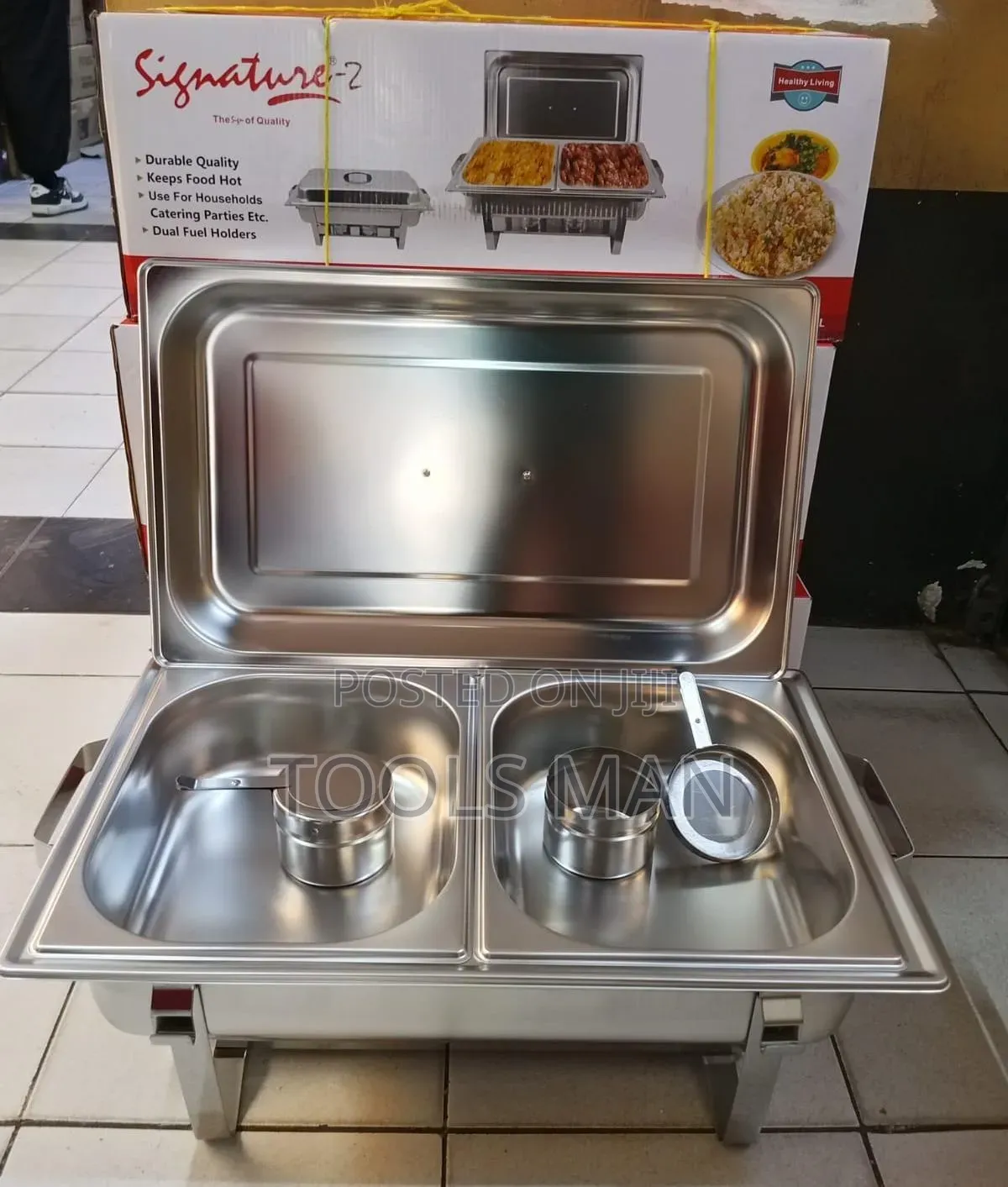 Signature-2 Stainless Steel Chafing Dish Dual Compartment.