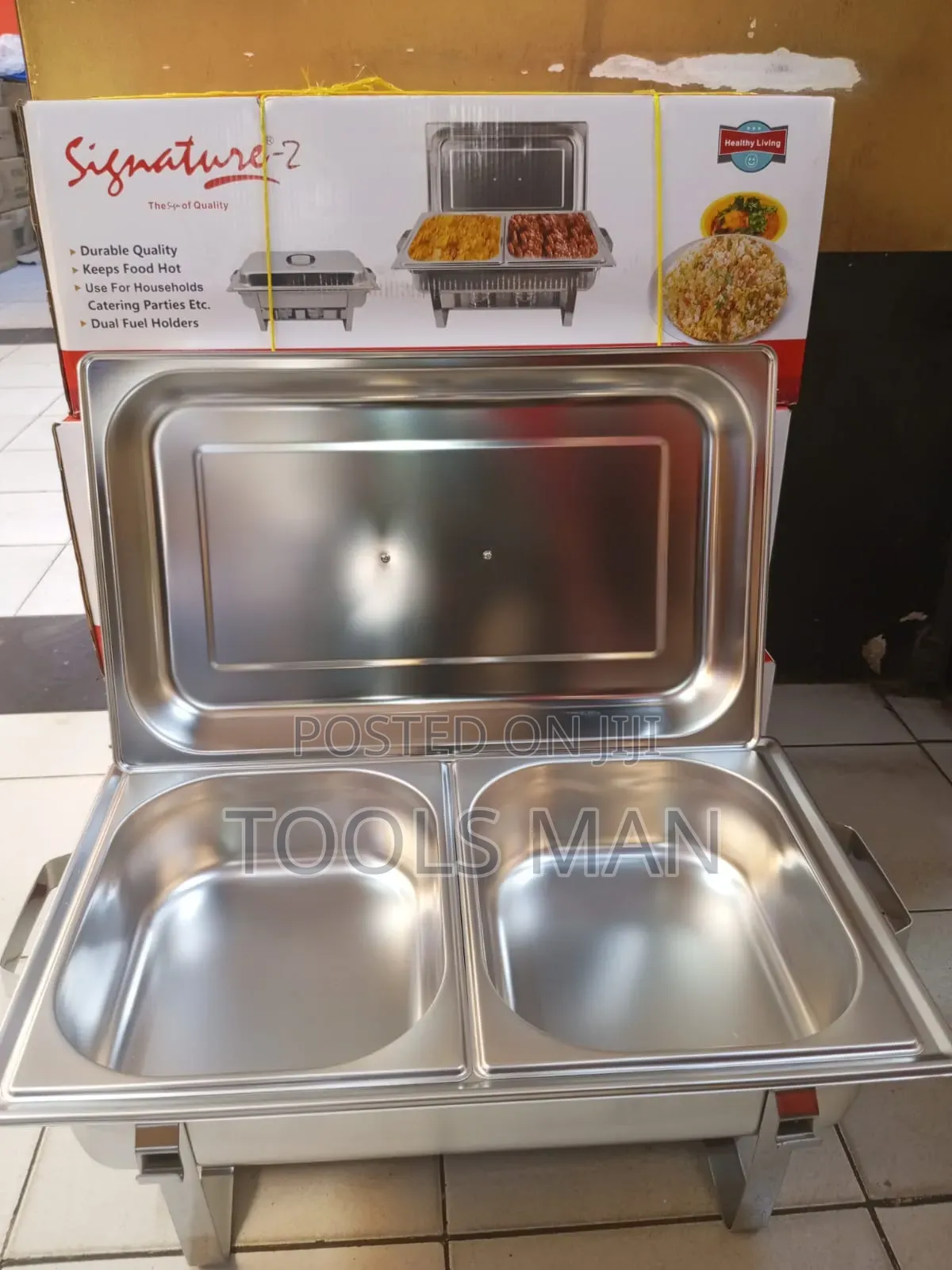 Signature-2 Stainless Steel Chafing Dish Dual Compartment.