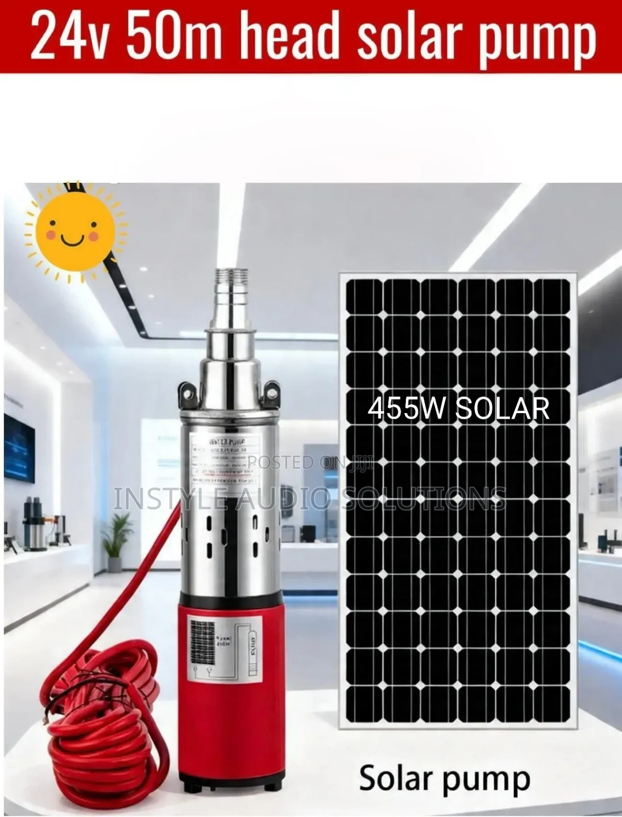 24v - 50 Meters Head Submersible Solar Pump With 450w Solar Panel