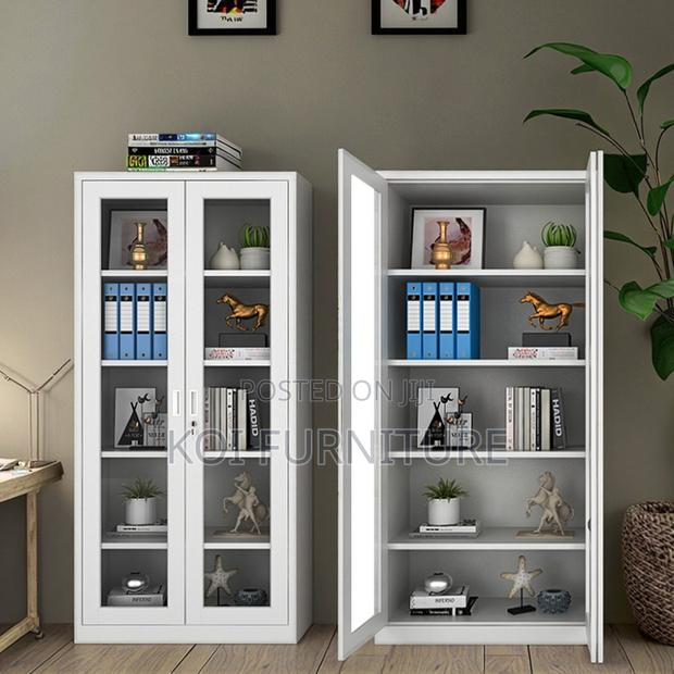 Office Cabinet; Executive Filing Cabinet With Lockable Two Glass Doors