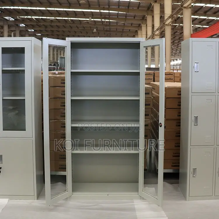 Office Cabinet; Executive Filing Cabinet With Lockable Two Glass Doors