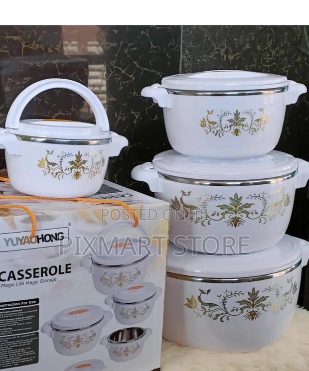4pc White Casserole Hotpot Set With Lids