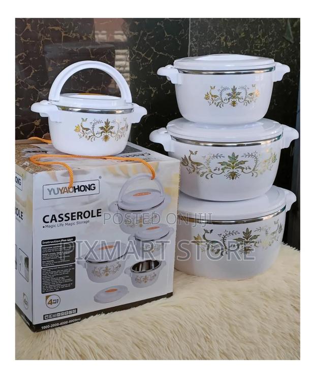 Elegant 4pcs Insulated White Hotpot Casserole Set