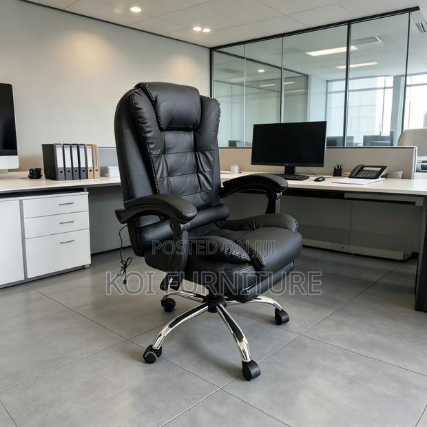 Office Chairs; Executive Leather Reclining Office Seat With Footrest