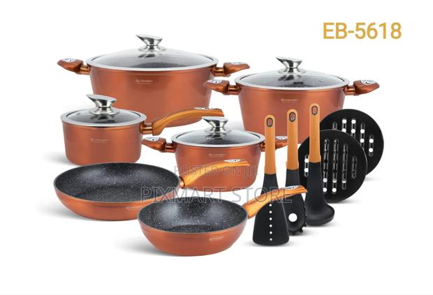 Edenberg 15 Piece Marble Cookware Set – Burnt Orange