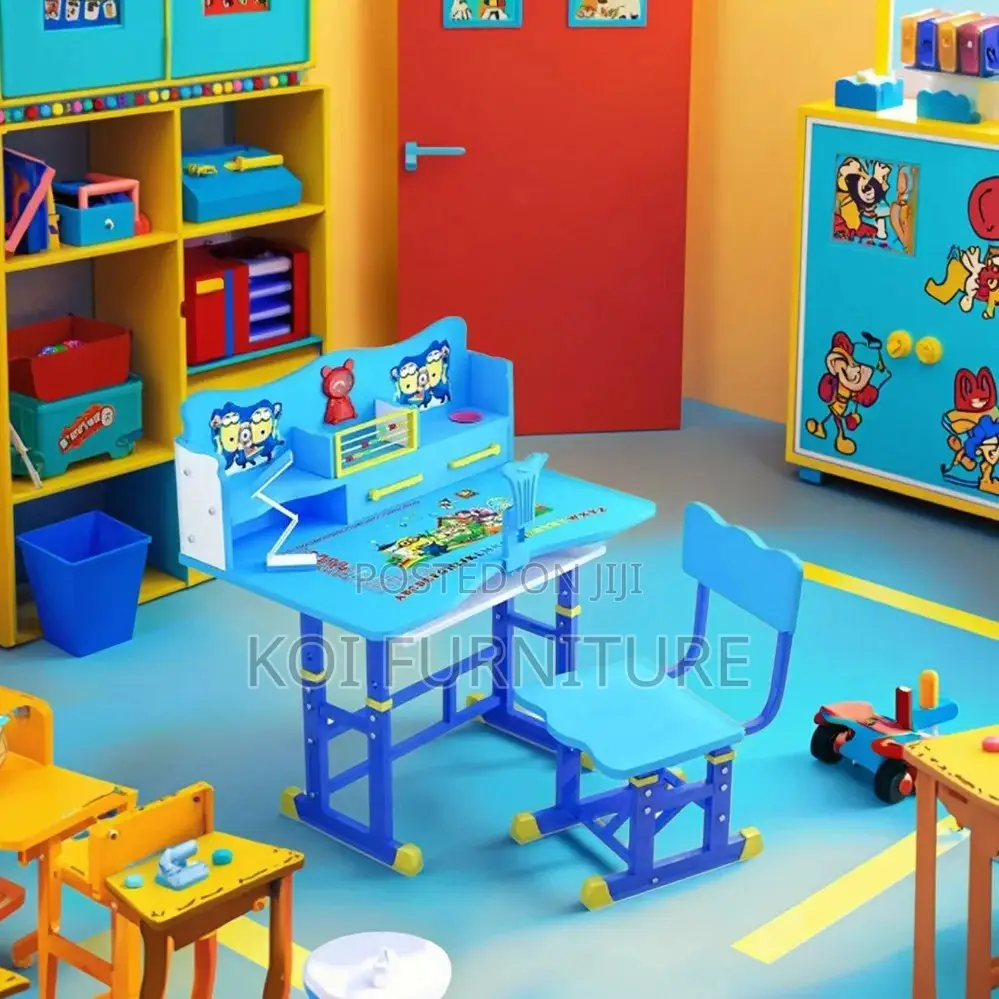 Kids Desks; Multi Colored Home Schooling Desk Chair Set