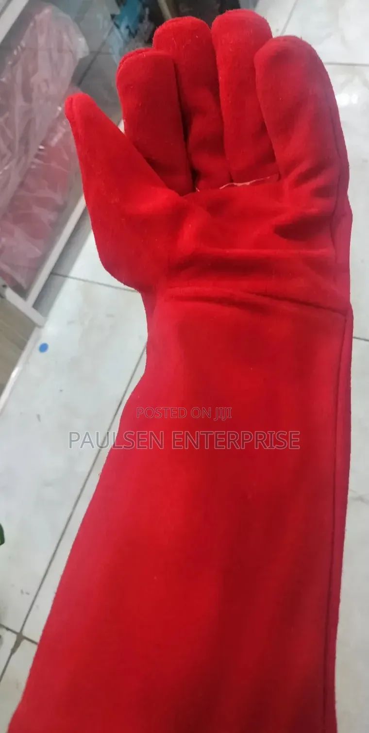 Genuine Red Leather Gloves 18"