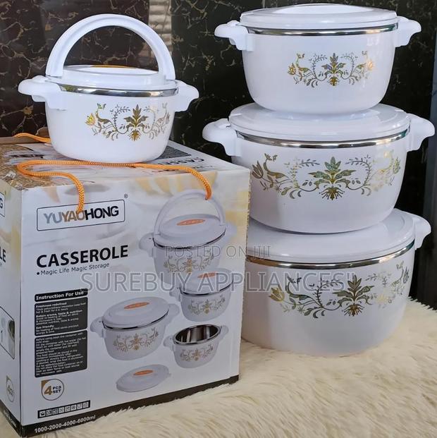 Elegant 4-Piece White Casserole Hotpot Set – Insulated Food