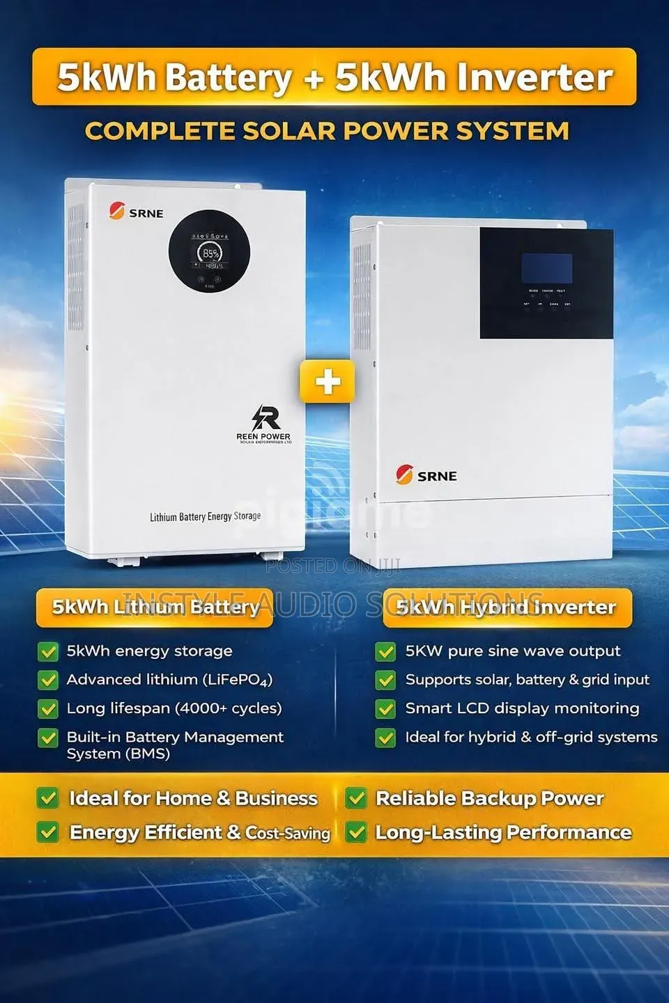 5kva Hybrid Inverter - 5.12kwh Lithium Ion Lifepo4 Solar Battery