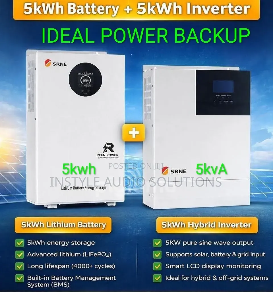 5kva Hybrid Inverter - 5.12kwh Lithium Ion Lifepo4 Solar Battery