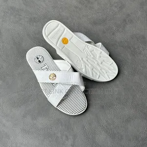 White Timberland Slides