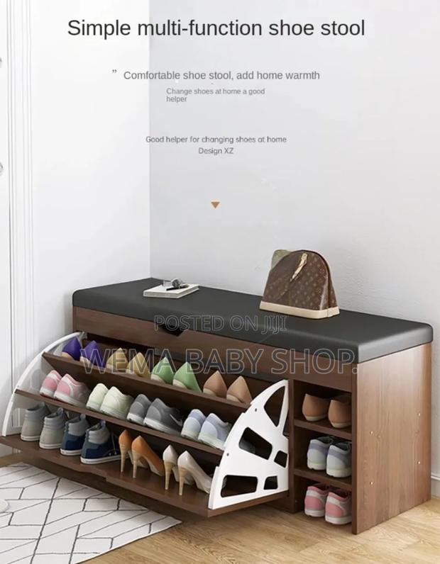 Modern Bucket Flip Shoe Cabinet With Seat Changing Stool Bench - thumbnail 4