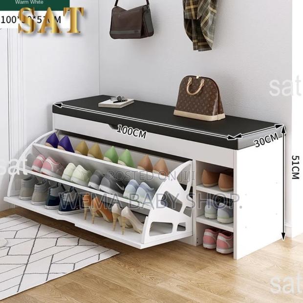 Modern Bucket Flip Shoe Cabinet With Seat Changing Stool Bench - thumbnail 6