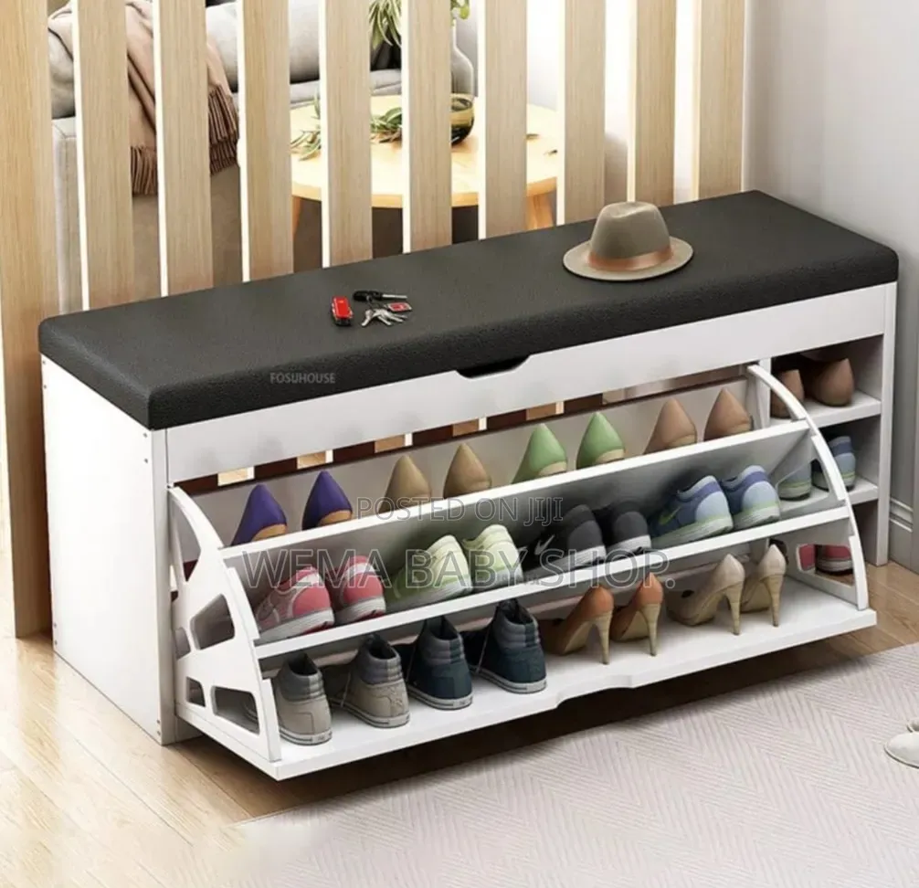 Modern Bucket Flip Shoe Cabinet With Seat Changing Stool Bench