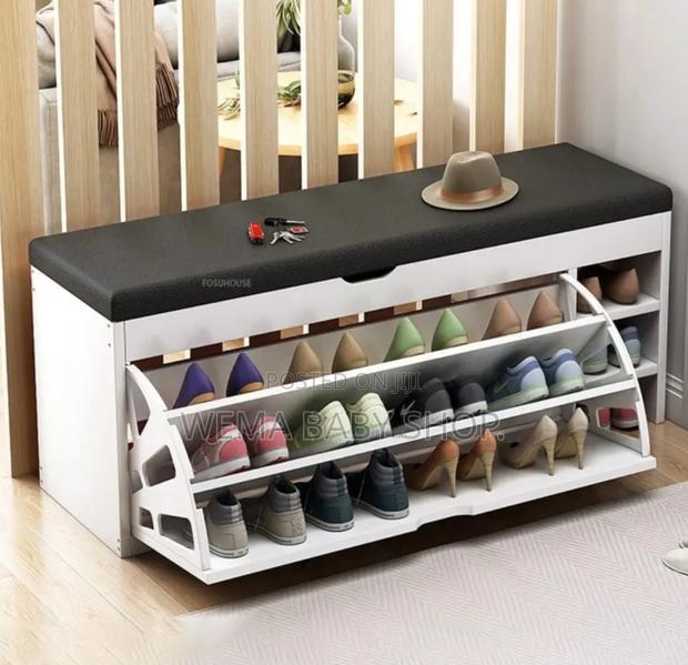 Modern Bucket Flip Shoe Cabinet With Seat Changing Stool Bench - thumbnail 7