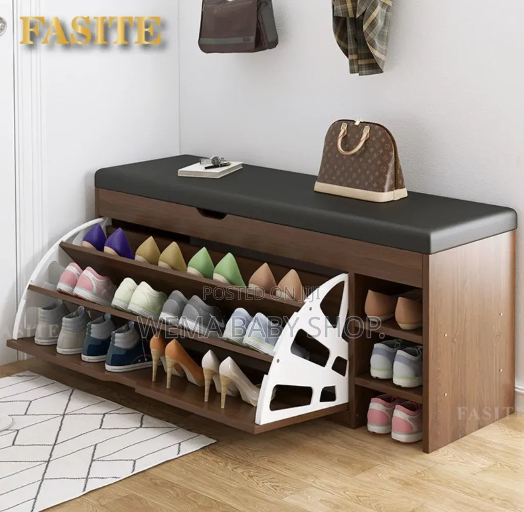 Modern Bucket Flip Shoe Cabinet With Seat Changing Stool Bench