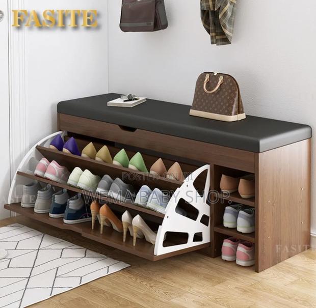 Modern Bucket Flip Shoe Cabinet With Seat Changing Stool Bench - thumbnail 8