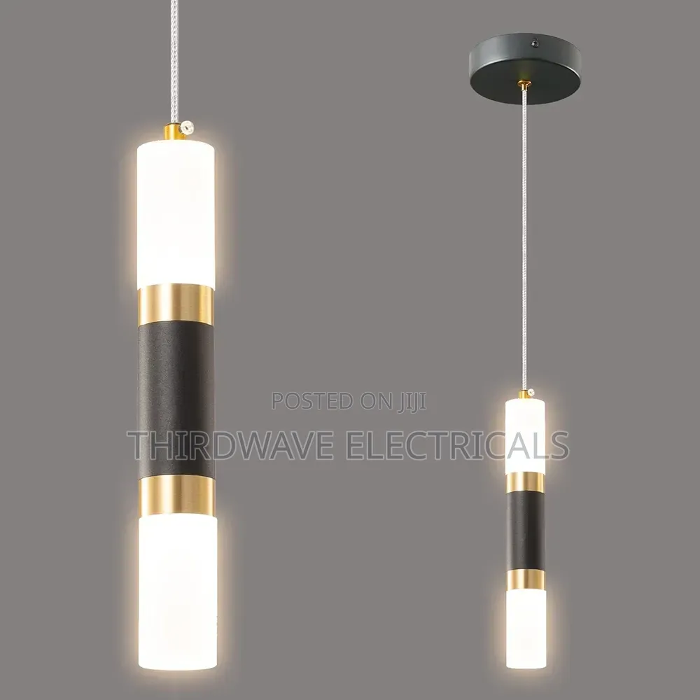 Black and Gold Accent Modern Led Cylindrical Pendant Light Gr3