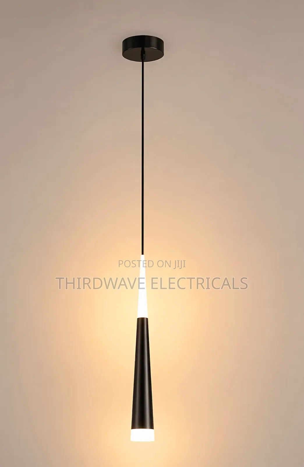 Vintage Led Pendant Light Matte Black and White Conical Design Hw8