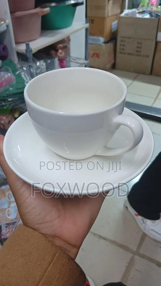 Ceramic White Cup and Saucer - thumbnail 3